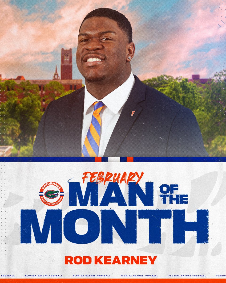 Congratulations to February’s #GatorMade @DannyWuerffel Man of the Month, @Roderickkearne7! This award is presented to the scholar-athlete who demonstrates holistic excellence in character, academics, service, and leadership.