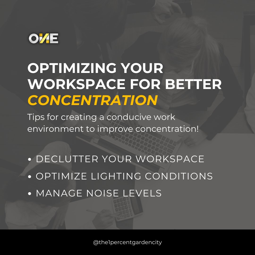 The1PercentNY's tweet image. Unlock your peak productivity! 🌟 Explore our tips for optimizing your workspace to enhance concentration and boost efficiency!

Follow us on TikTok for more tips! bit.ly/3G9CvPn 

 #ConcentrationBoost #ProductivityHacks #The1PercentGardenCityTikTok