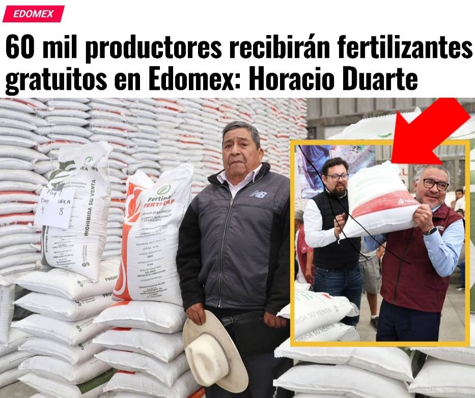 #PorElCampo 📛🇲🇽
Gracias a Fertilizantes para el Bienestar creado por <a href="/lopezobrador_/">Andrés Manuel</a>, 60 mil productores en Edomex se verán beneficiados. 
Tan solo en la región de San Mateo Tecalco se entregarán 27 mil 800 toneladas de fertilizantes, informó <a href="/horacioduarteo/">Horacio Duarte Olivares</a>.
➡️➡️