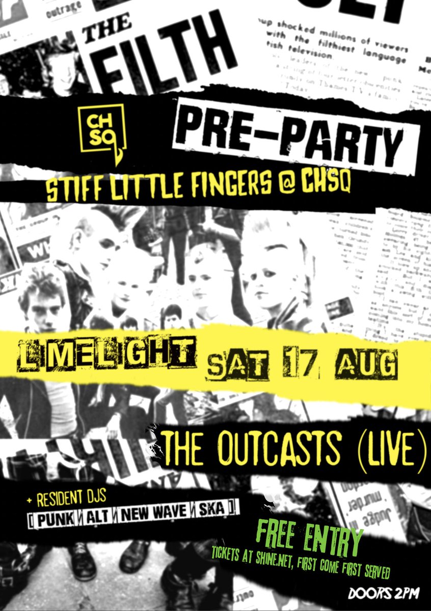 𝗝𝗨𝗦𝗧 𝗔𝗡𝗡𝗢𝗨𝗡𝗖𝗘𝗗: SLF pre-party at The Limelight on Saturday 17th August with The Outcasts live + resident DJs playing Punk / Alt / New Wave / Ska. 🔗 Tickets are FREE >> bit.ly/SLFap Doors: 2pm