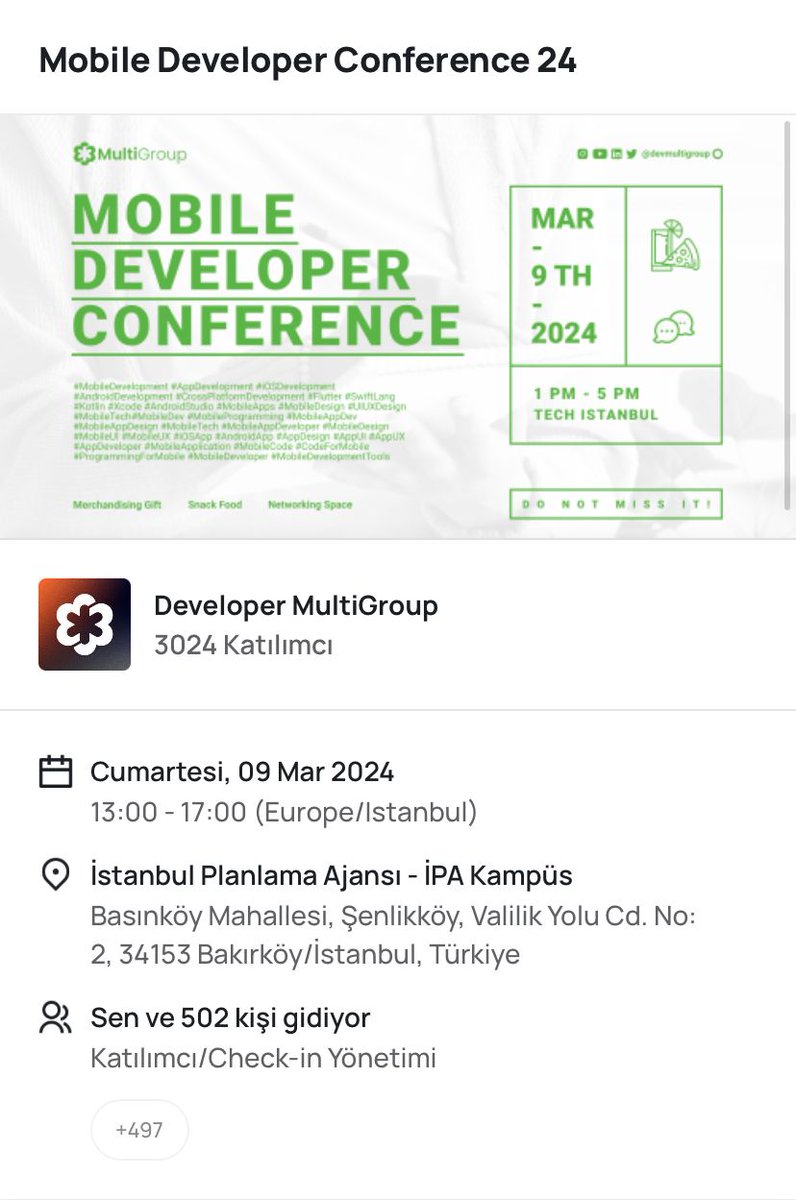 Size harika bir haberimiz var!

Yoğun ilginiz nedeniyle etkinliği daha verimli geçirebilmek adına etkinlik alanımız değişti! Bu yıl #modeconf'u İPA Kampüste gerçekleştiriyor olacağız 🎉

500+ katılım oranı ile yoğun ilginiz için tekrar teşekkür etmek adına kontenjanı biraz daha