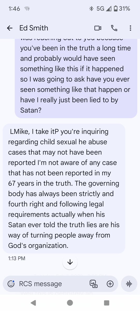 mrgallagher75's tweet photo. @NewyorkerRican @YouTube I'm Invisible Jesus 1919 on YT. 
Here's a screenshot of the elder denying anything ever happened. This text was shortly after I disassociated and I wanted to get a receipt of him lying . https://t.co/nCQG7UPhsG