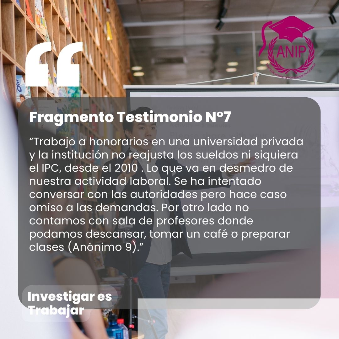 ANIP_Chile's tweet photo. 💢 Compartimos relatos anónimos de socios ANIP sobre sus problemáticas laborales.
Día 4: Les contamos acerca de la docencia con convenio a honorarios.
Te invitamos a leerlos  y comentarlos  por si te ha pasado algo similar 🤝👊✊️
#InvestigaresTrabajar 
#Poruntrabajodigno https://t.co/PXl6MHNUDX