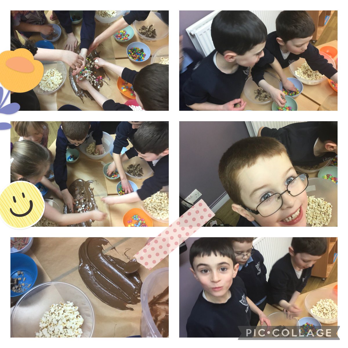 OLOLExtended's tweet photo. What a way to end the week, the Beebies have had such fun making chocolate slab . Even if some of the treats did go missing on the way to the chocolate ( I think they ended up on some tummies 😂)🐝 https://t.co/WDx6fdZg9Y