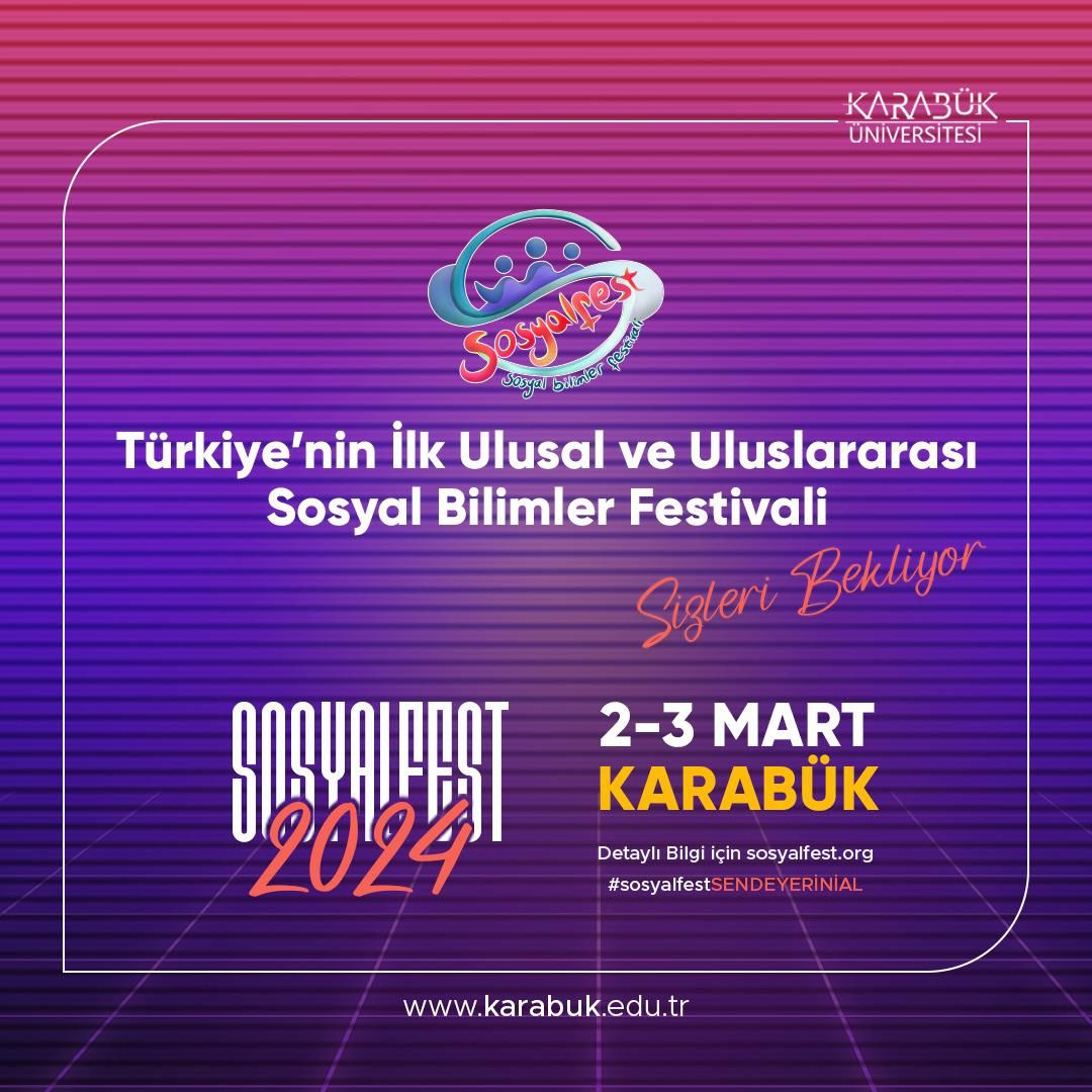 Türkiye'nin milli sosyal bilimler hamlesinin oluşumuna katkı sunmak amacıyla düzenlenen Sosyalfest'e 7'de 70'e herkesi bekliyoruz.
#sosyalfest