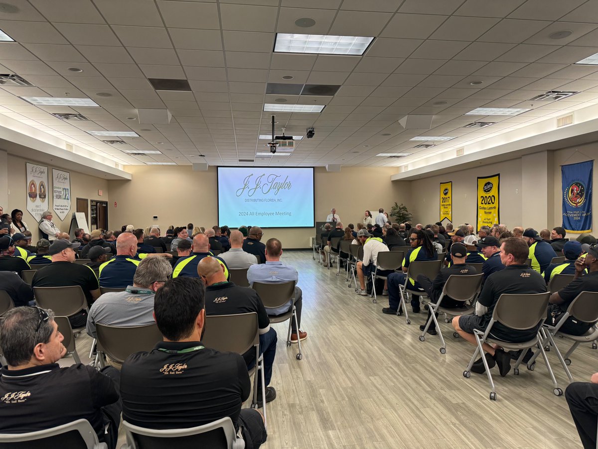 JJTaylorFL's tweet photo. We recently gathered for our 2024 All Employee Meetings at J.J. Taylor Distributing! 🎉 Exciting discussions on our 2024 business plans, paired with delicious eats and a few pints to toast the future growth and success of 2024. 🍻 https://t.co/Sg0PWh2nh4