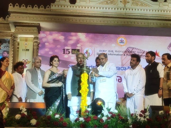 Thank you so much @biffesblr for the opportunity to be a part of the inauguration of the 15th BIFF!! Such a surreal moment to share the stage with Honourable CM @siddaramaiah , @NimmaShivanna sir, @Dhananjayaka _ka and so many more esteemed guests! Blessed🫶🏻✨