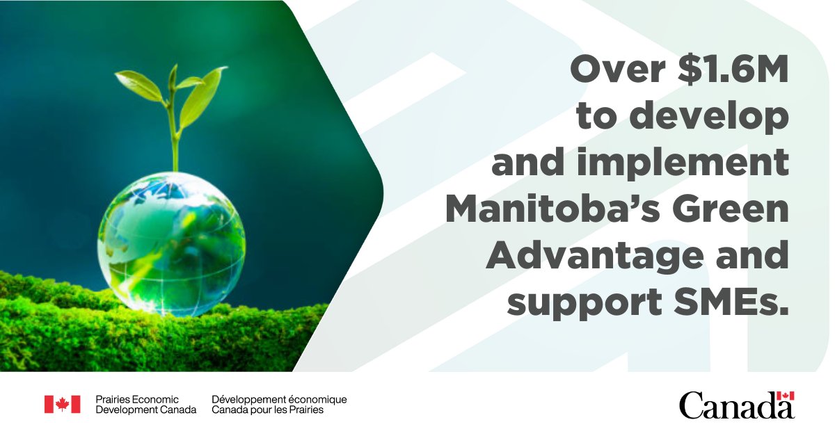 Today Minister Vandal announced an investment of over $1.6M to @mbchambersofcom to help Manitoba #SMEs increase their capacity to export green, sustainable products & services canada.ca/en/prairies-ec…
#GreenPrairieEconomy #PrairiesCanFunded #GreenAdvantage