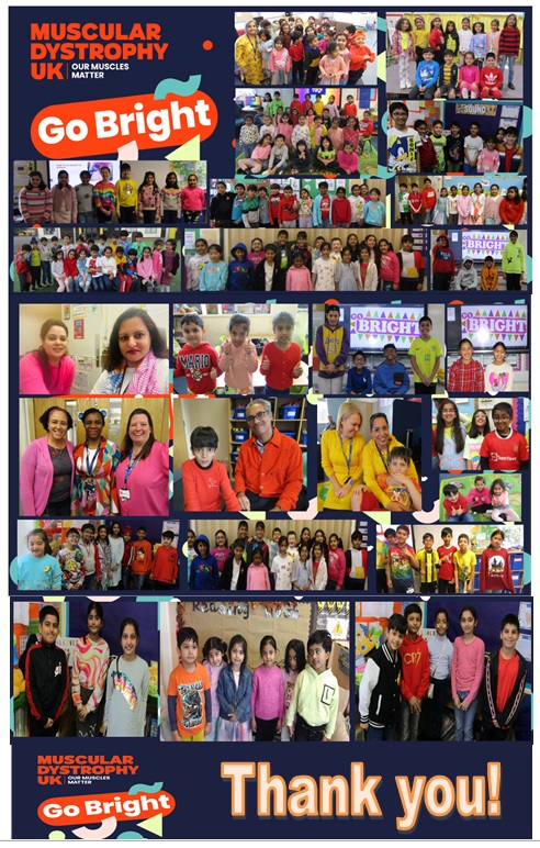 CVS_Slough's tweet photo. Everyone at Castleview wore #GOBRIGHT colours today, raising ยฃ283.15 for Muscular Dystrophy @MDUK_News Thank you all for taking part!!! You all looked amazing! We couldn't have done it without you! The school looked bright and raised spirits (and awareness!) in this rainy season! https://t.co/d3i7Ust1l0