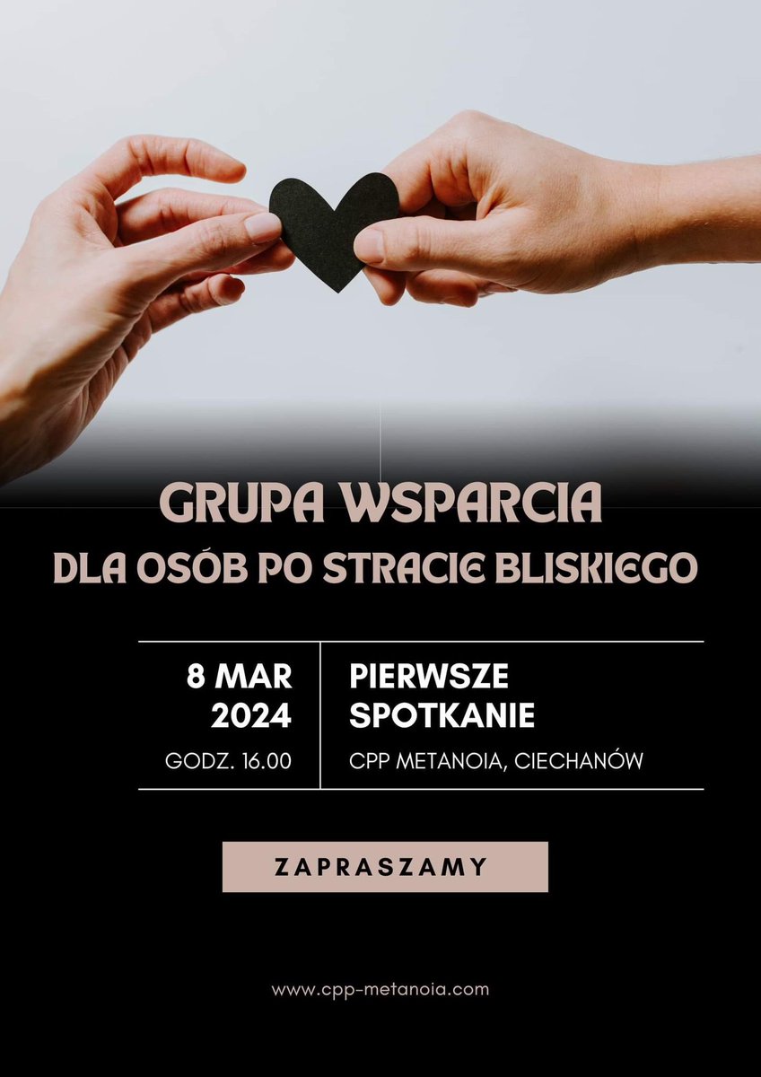 Żałoba to dla wielu z nas bardzo trudny czas - gdy odchodzi bliska osoba, która zawsze była. 

Dobrze mieć takie miejsce, gdzie można podzielić się tym, co się czuje i myśli. Mamy nadzieję, że takim miejscem będzie dla Ciebie CPP Metanoia.