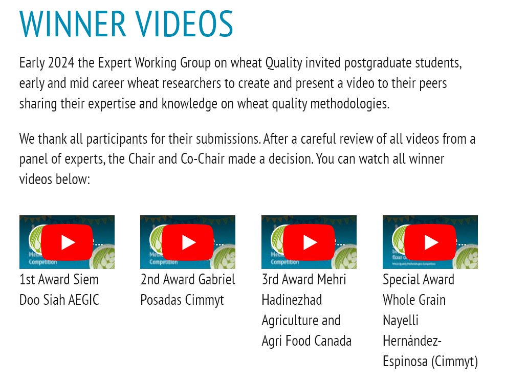 Let me give you 2 recent examples of @CIMMYT’s #ExcellenceInScience:

Gabriel Posadas & Nayelli Hernández-Espinosa, researchers from @CIMMYT’s Wheat Quality Lab, are part of the group of winners of the Wheat Quality EWG video competition!

👏Congrats!👏
📺bit.ly/3UT0c7l