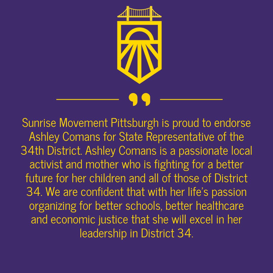 🧡WFP Shley💜 (@ashleyrcomans) on Twitter photo 🚨Endorsement Alert🚨
We’re so excited to be endorsed by <a href="/sunrisemvmtpgh/">Sunrise Movement Pittsburgh 🌍🔥</a>! It’s organizations like this who are on the ground and fighting the good fight for a better future for all of us. I’m ready to get to Harrisburg & continue to build on our movement💪🏽 🚨Endorsement Alert🚨
We’re so excited to be endorsed by <a href="/sunrisemvmtpgh/">Sunrise Movement Pittsburgh 🌍🔥</a>! It’s organizations like this who are on the ground and fighting the good fight for a better future for all of us. I’m ready to get to Harrisburg & continue to build on our movement💪🏽