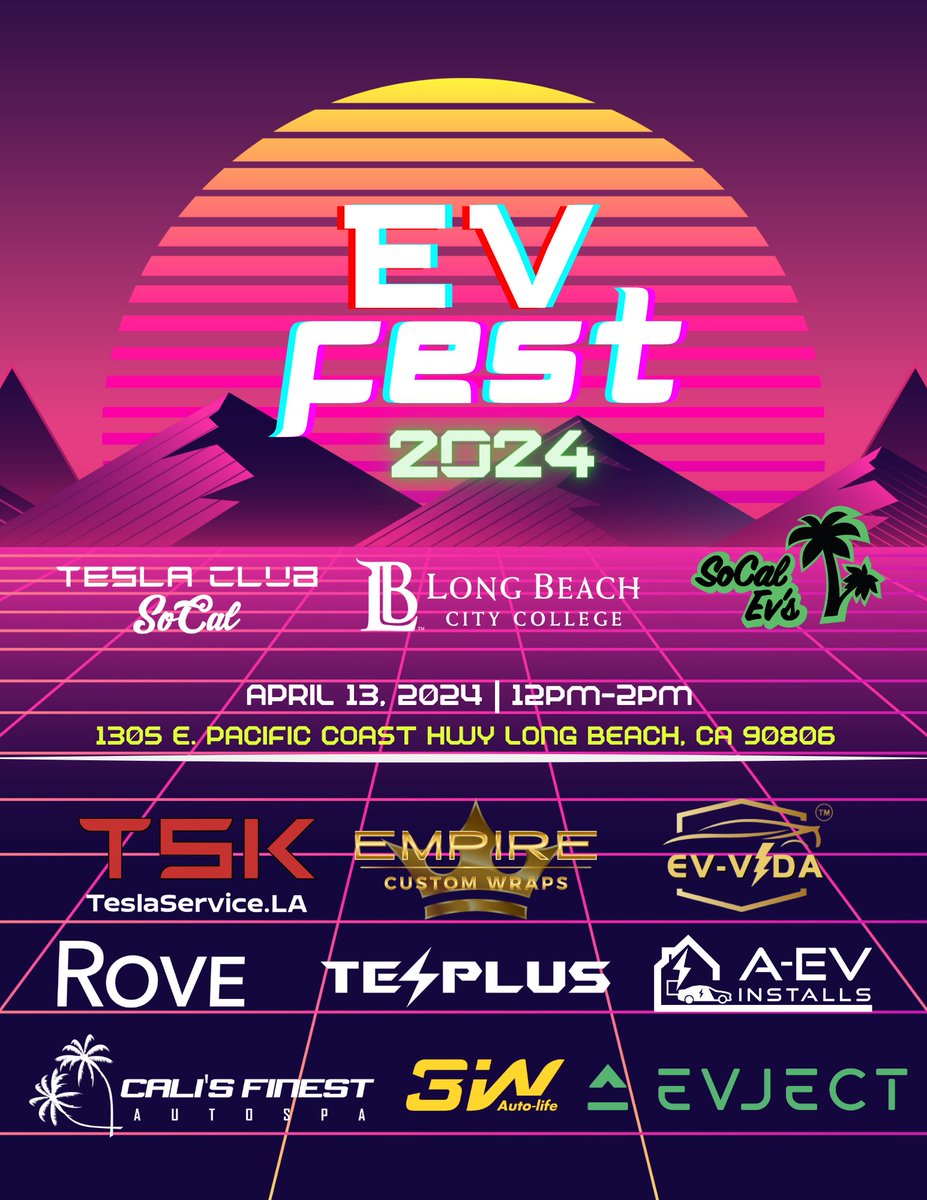 𝘾𝙚𝙡𝙚𝙗𝙧𝙖𝙩𝙚 𝙒𝙞𝙩𝙝 𝙐𝙨! 🎉🥳 𝟒/𝟏𝟑/𝟐𝟒 Open to the Public Join us for this BIG EV event! Event is hosted by @SoCalEVs @LBCityCollege @TeslaClubSoCal 🏆 RSVP: First 40 Modified EV’s entering the Car-Show, will be guaranteed a spot. LINK IN BIO