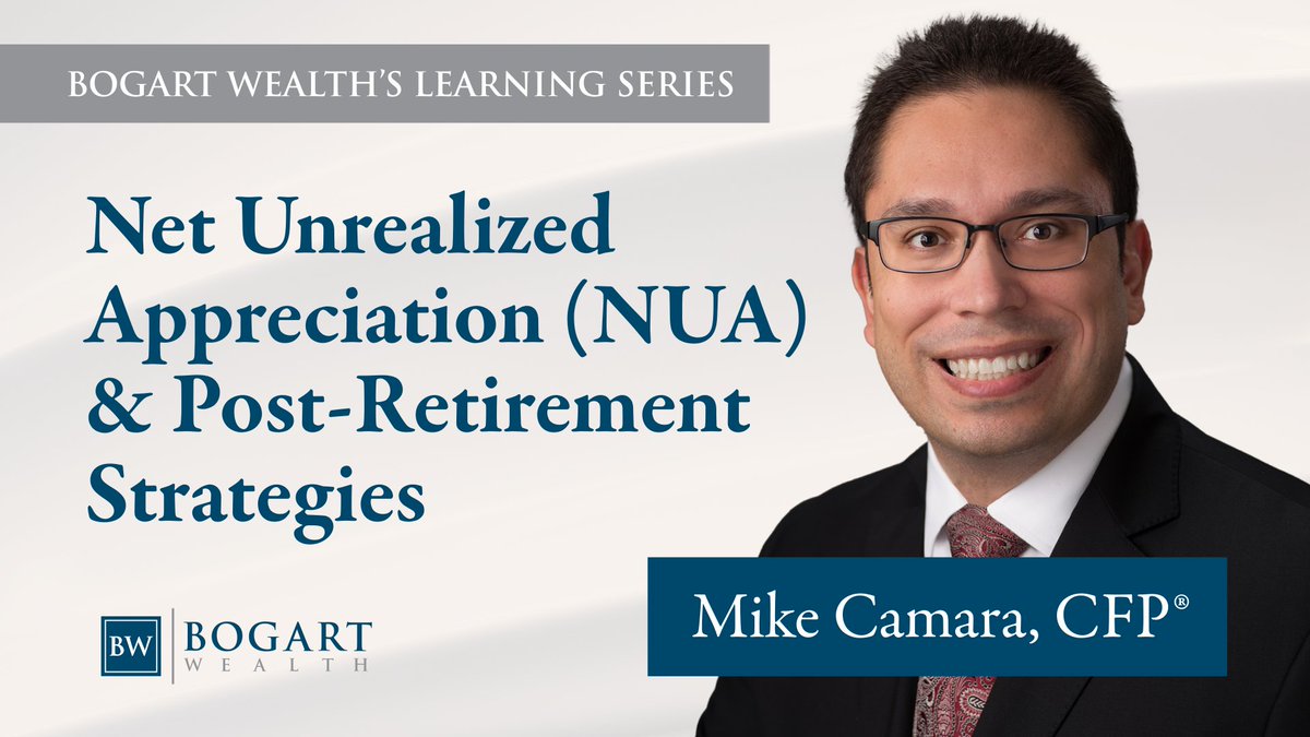 jamesbogart's tweet photo. The latest LEARNING SERIES webinar replay is now available. Financial Advisor Michael Camara, CFP® discussed Net Unrealized Appreciation (NUA) and looked at various post-retirement, estate planning, tax, and cash flow strategies. Watch the full replay here
https://t.co/tPqZoLa4EI https://t.co/BIwFkfsBmC