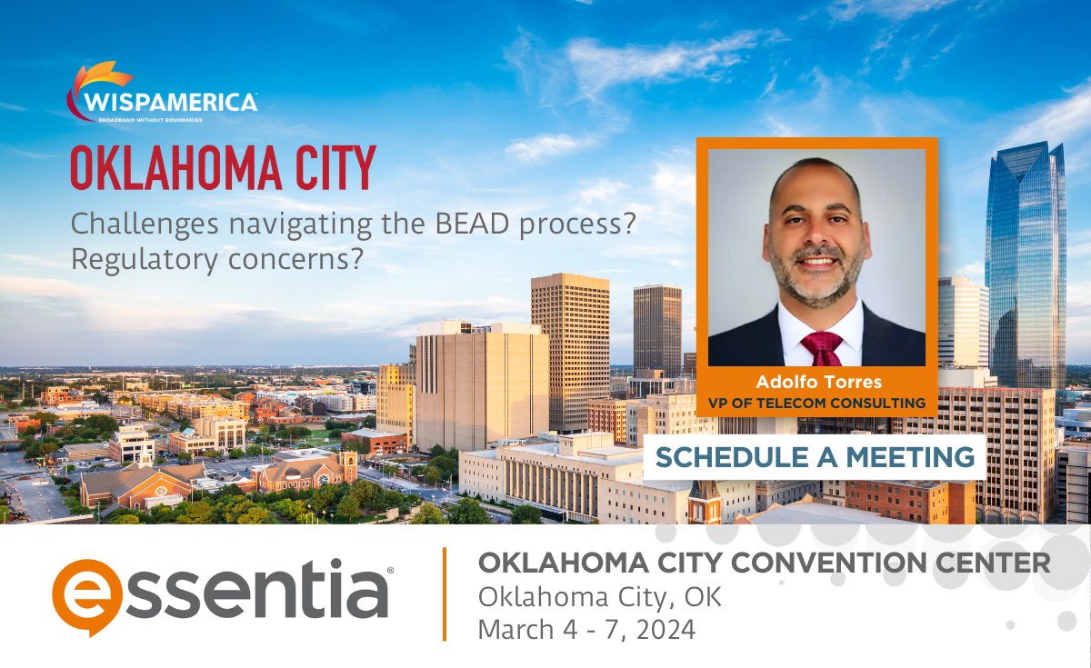 EssentiaInc's tweet image. Facing BEAD challenges or regulatory hurdles in broadband? Essentia&apos;s Broadband Consulting can guide you. Join our VP of Telecom Consulting Adolfo Torres at Wispamerica. 
Let&apos;s connect! 📩 solutions@essentia-inc.com 

#WISPAMERICA #WISPA #challengeprocess #BEAD #ISP #Broadband