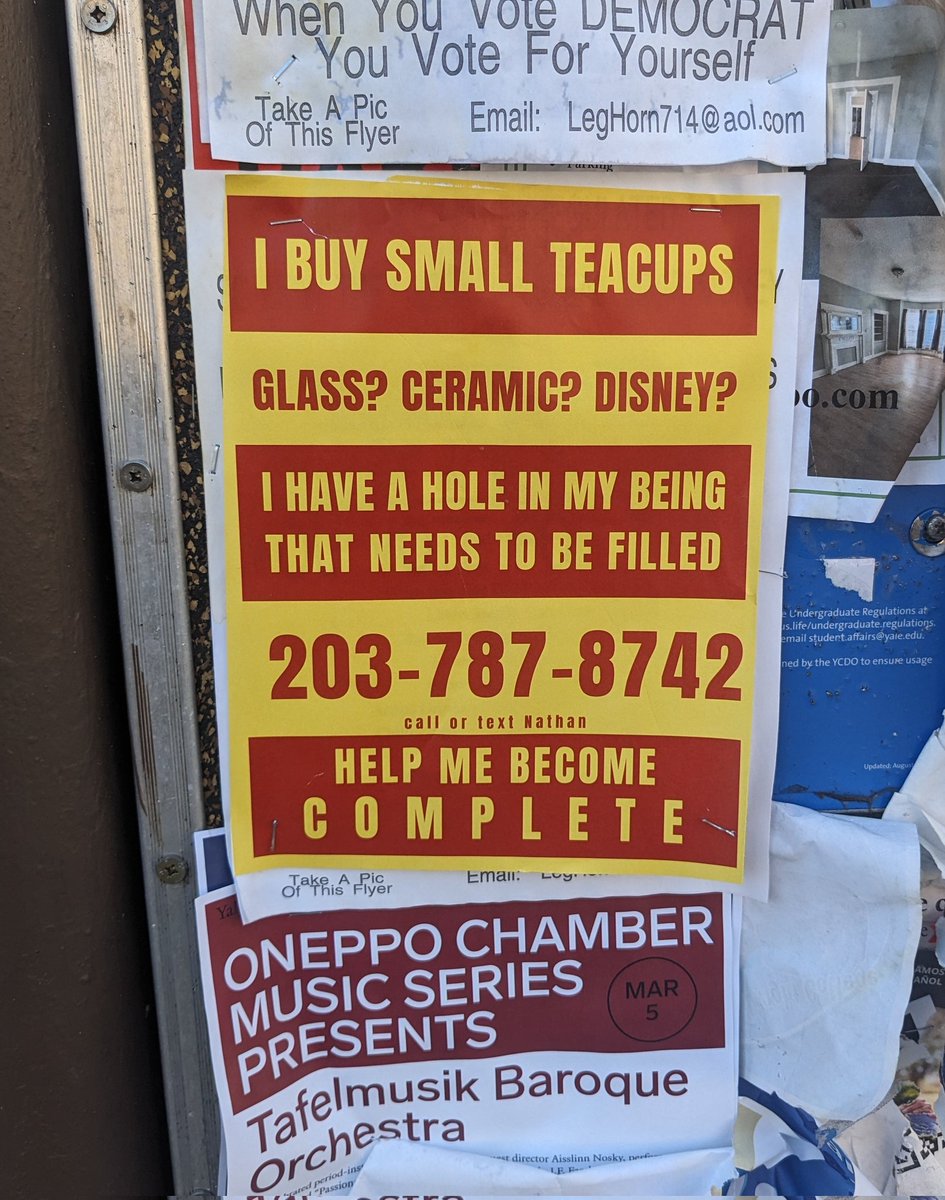 the teacup flyers have started appearing again around downtown New Haven