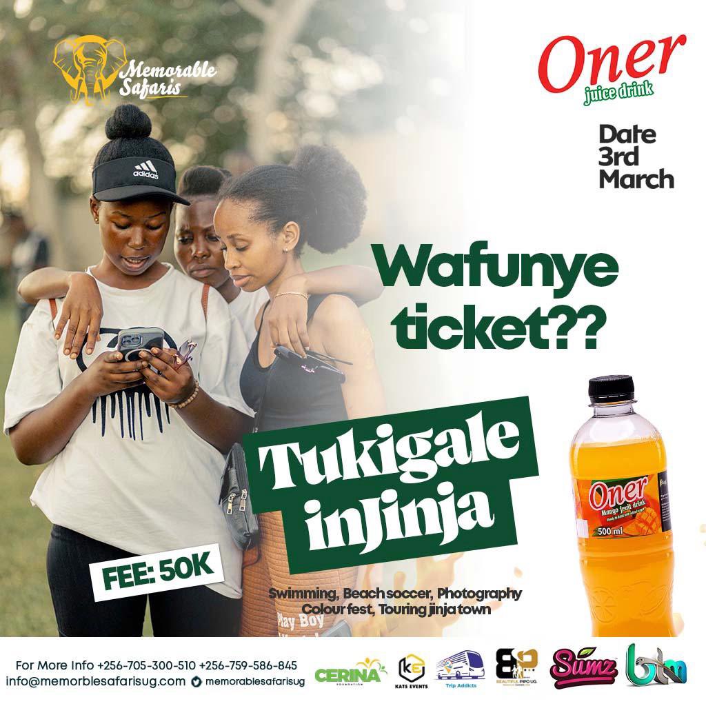 Wafunye Ticket?
This Sunday 3rd March 
Tugende mu #Tukigaleinjinja 
#OnerJuice