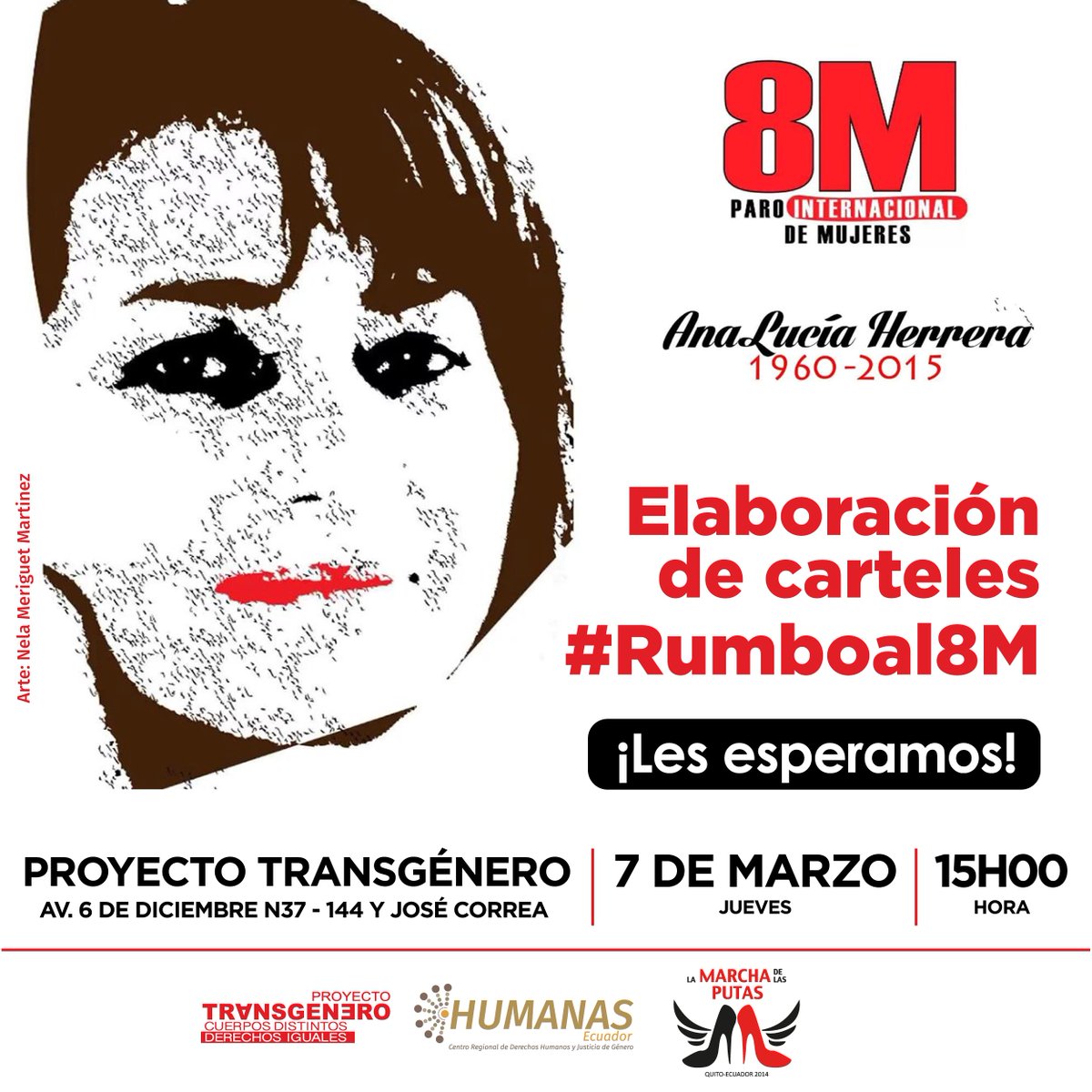 #CuerposDistintosDerechosIguales #RumboAl8M #parointernacionaldemujeres 💜#8M ¡No se pierdan este poderoso encuentro! ¡Les esperamos, pasen la voz ! Arte de nuestra querida e inolvidable Ana Lucía Herrera realizado por Nela Meriguet Martinez