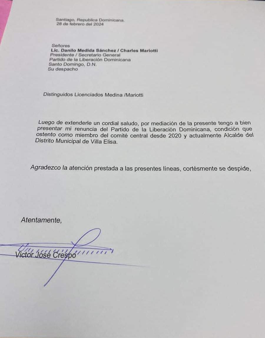 RENUNCIAN DEL PLD:

❌Diputada de Monseñor Nouel
❌Alcalde de Villa Elisa
❌expre candidato a diputado AZUA

¿QUÉ PASA EN EL PLD?🙆🏻‍♂️🤦🏻‍♂️🤷🏻‍♂️