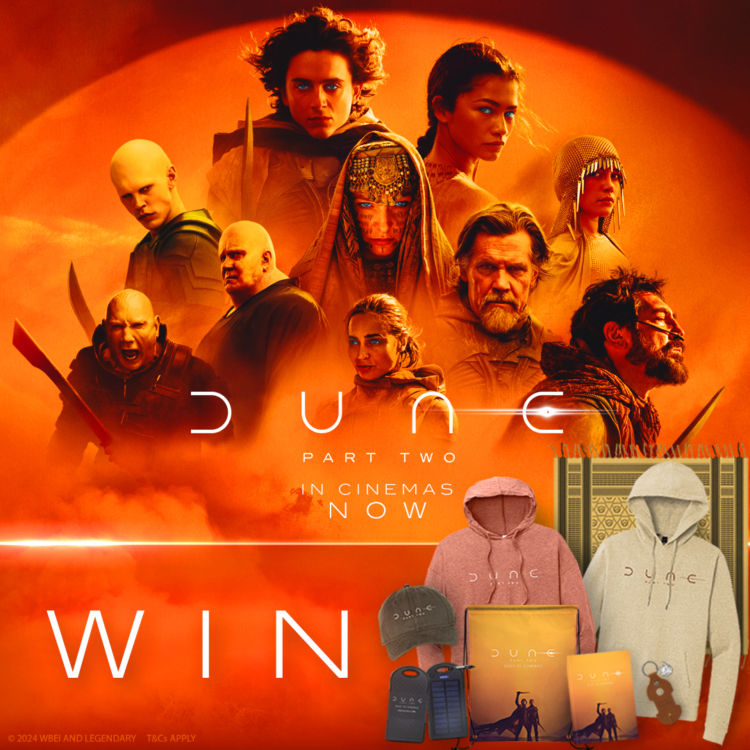 RT FOR A CHANCE TO WIN 🏜 #DunePartTwo is OUT NOW 🎬 So, we’ve teamed up with @WarnerBrosUK to give away a bundle of things you’d need to survive the Arrakis Desert 😲 Enter by 23:59, 06/04/24. T&Cs apply: bit.ly/4bTZxIT Tickets 👉 bit.ly/BookDuneP2