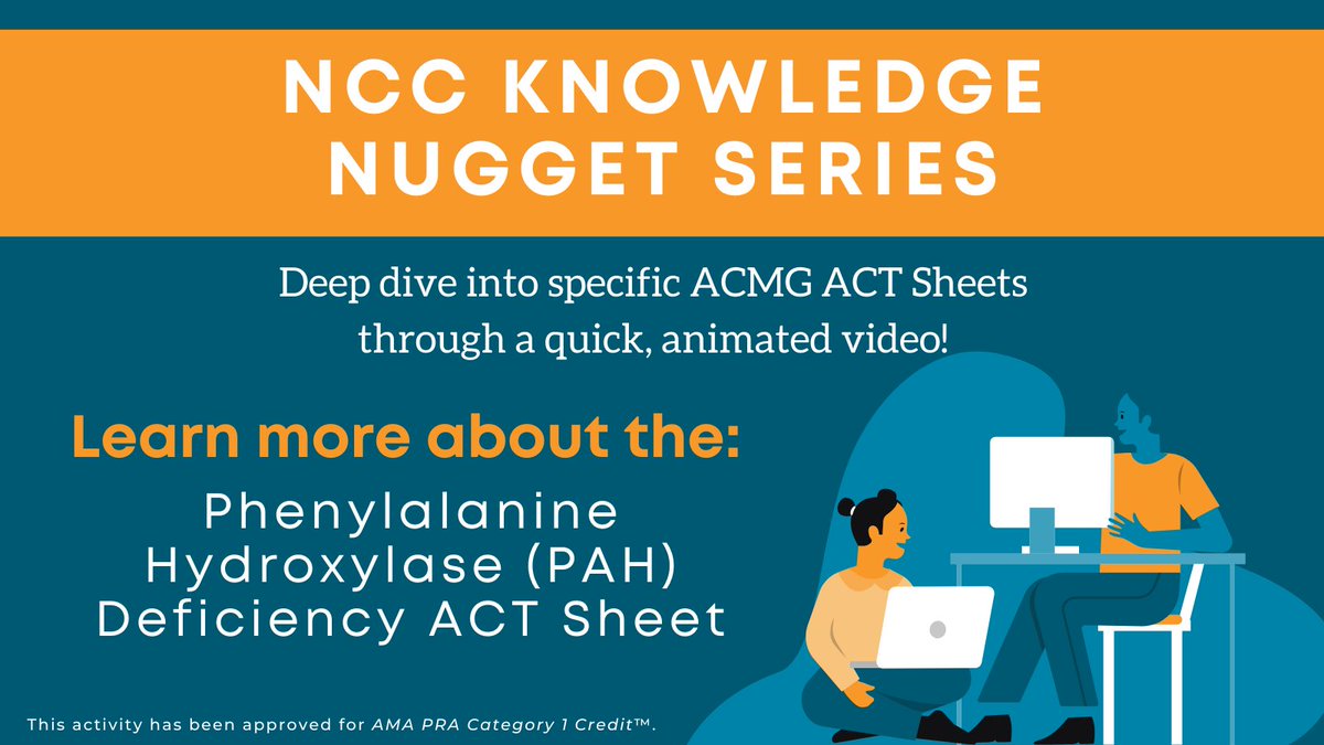 Are you a non-#genetics provider interested in #Phenylalanine Hydroxylase (PAH) Deficiency? Our Knowledge Nugget video is a quick, animated deep dive of the PAH Deficiency ACT Sheet. View the video for CME-credit: bit.ly/42Rwsd3 & non-CME credit: bit.ly/42WTcYX