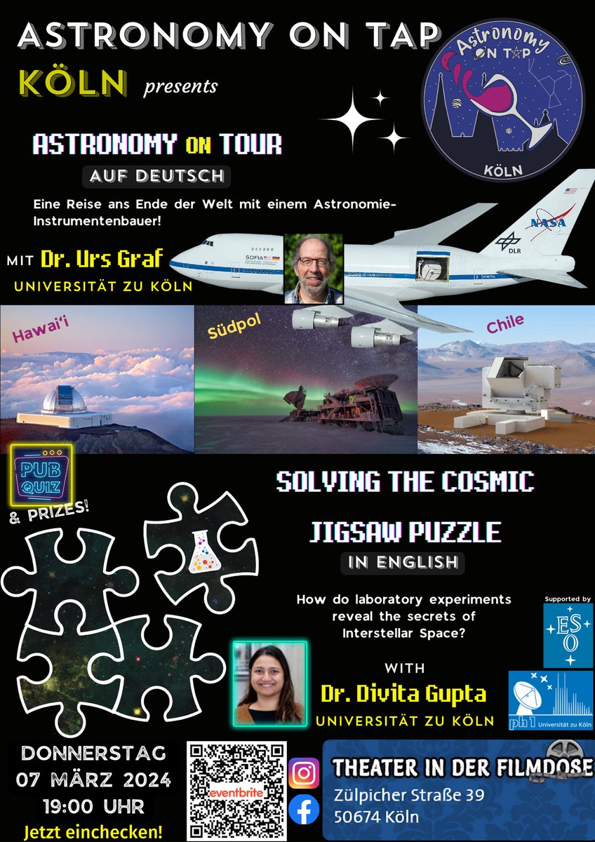 Divita Gupta (@divs_astrowise) on Twitter photo If you’re around Cologne or know someone in Cologne who loves stars and planets, and want to understand more about the chemistry in space-
Join me for Astronomy on tap, Cologne on *March 7* at Theater in der Filmdose *7pm*
<a href="/MSCActions/">Marie Skłodowska-Curie Actions</a> <a href="/UniCologne/">Universität zu Köln</a> #astronomyontap #astrochemistry If you’re around Cologne or know someone in Cologne who loves stars and planets, and want to understand more about the chemistry in space-
Join me for Astronomy on tap, Cologne on *March 7* at Theater in der Filmdose *7pm*
<a href="/MSCActions/">Marie Skłodowska-Curie Actions</a> <a href="/UniCologne/">Universität zu Köln</a> #astronomyontap #astrochemistry