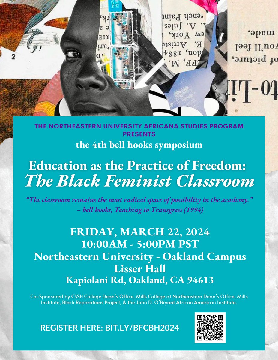 Our Oakland bell hooks symposium is in three weeks on Friday, March 22nd! Join us in Lisser Hall from 10AM-5PM. This event is Hybrid, Open to the Public, and Free with Registration. Use the QR code above or link in bio to register! Hope to see you there!
#blkfeministclassroom2024