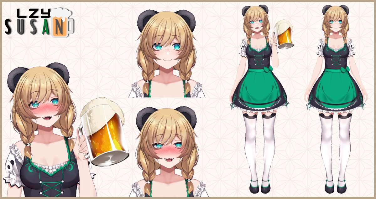 lzysusan_vt's tweet photo. New outfit reference sheet! Prost! 🍻 https://t.co/eC6WPdqFSk