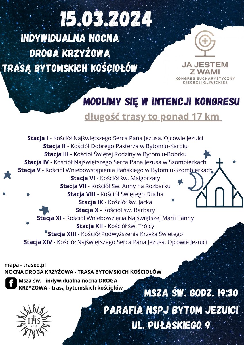 Msza św. - indywidualna nocna DROGA KRZYŻOWA - trasą bytomskich kościołów🙏👣
<a href="/DGliwicka/">Diecezja Gliwicka</a>