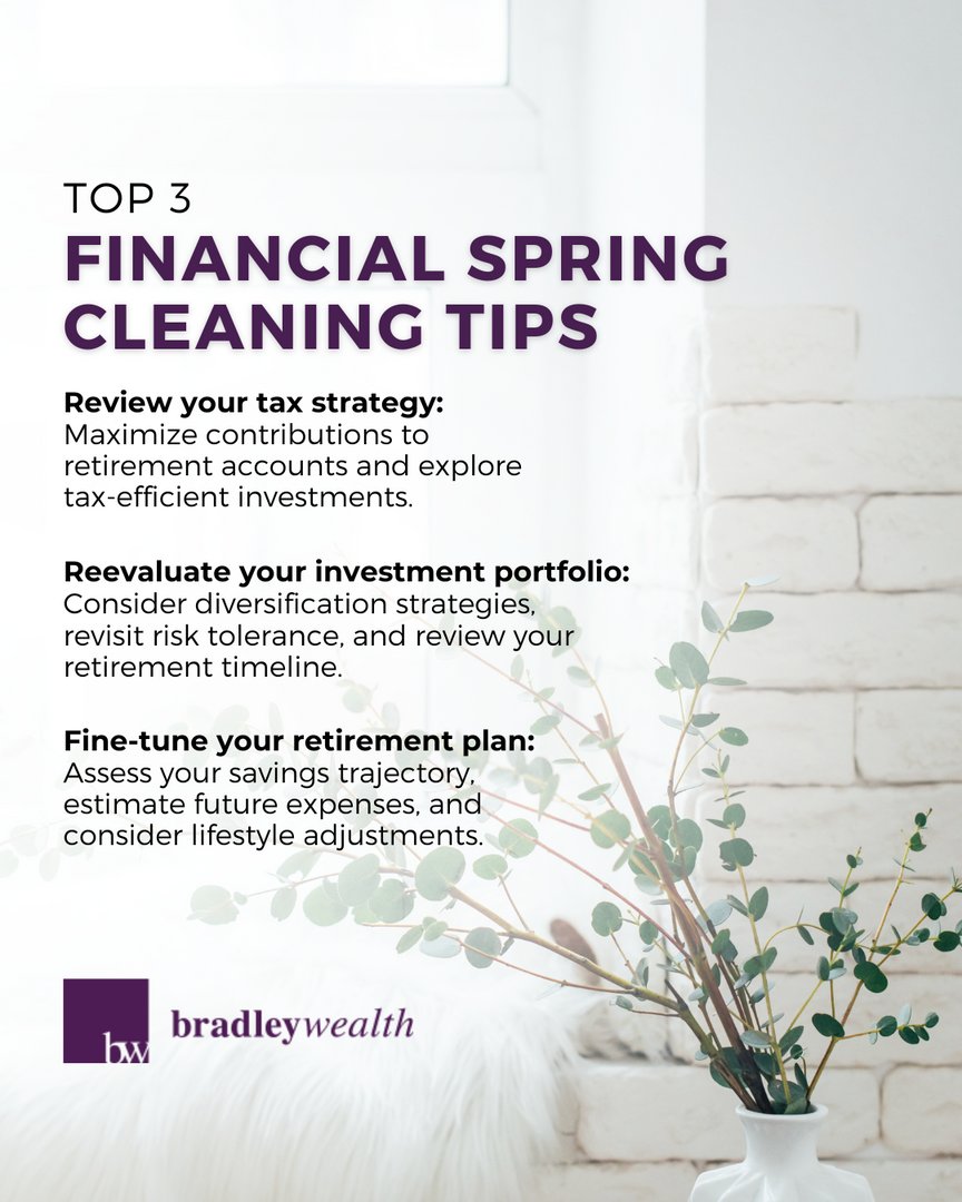 BradleyWealth's tweet image. Spring cleaning isn&apos;t just for your home—it might be time to tidy up your finances!

Here are three financial spring cleaning tips you may not have considered:

#FinancialRefresh #LiveLifeByDesign