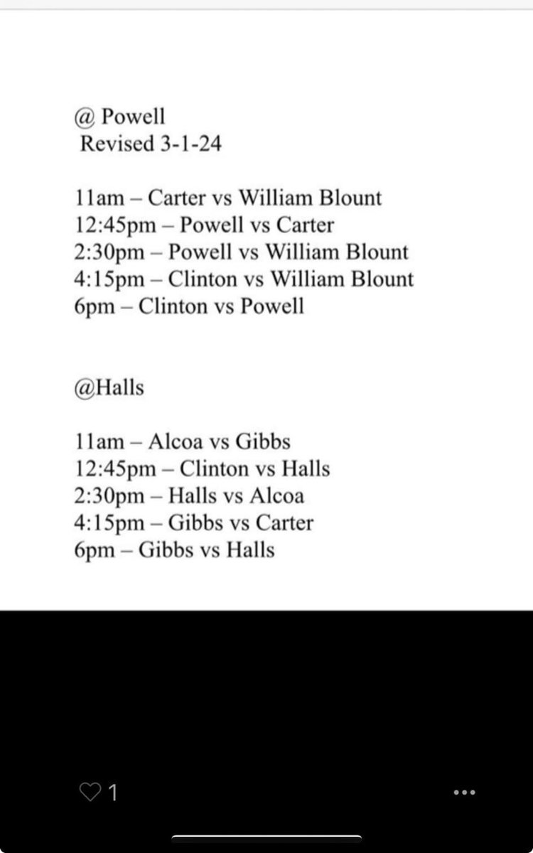 Revised Playday schedule for tomorrow