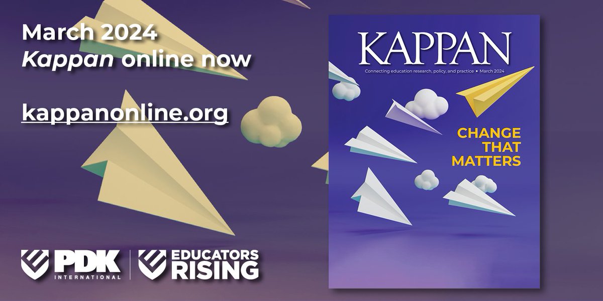 New #Kappanmag alert! The March issue, “Change That Matters” is now online! Learn how school and district leaders have made changes that are really having an impact on student learning kappanonline.org/change-averse-…