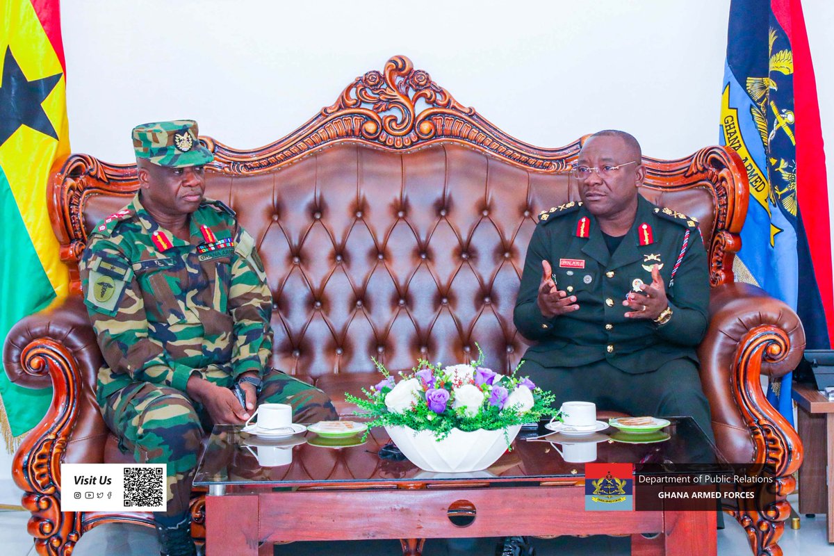 GhArmedForces's tweet photo. GAF MEDICAL CORPS ASSURES CDS OF COMMITMENT
https://t.co/hk5I7PUIOg

Armed Forces Medical Services Corps led by the Deputy Chief Officer Staff (Medical), Major General Raymond Ewusi paid a visit to the  Chief of the Defence Staff (CDS), Lieutenant General Thomas Oppong-Peprah. https://t.co/i7SqvDSj2y