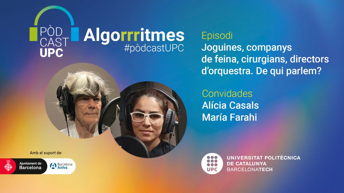 la_UPC's tweet photo. Joguines, companys de feina, cirurgians, directors d’orquestra… De qui parlem?
🎙️ Descobriu-ho al #pòdcastUPC de la mà d'@acasalsgelpi, professora de l'@ETSEIB_UPC, i Maria Farahi, estudiant de @DoctoratUPC al #CREBUPC.
#mésDonesUPC #8M2024
https://t.co/BQ1mFf6Noc https://t.co/d6PE7WDY4v