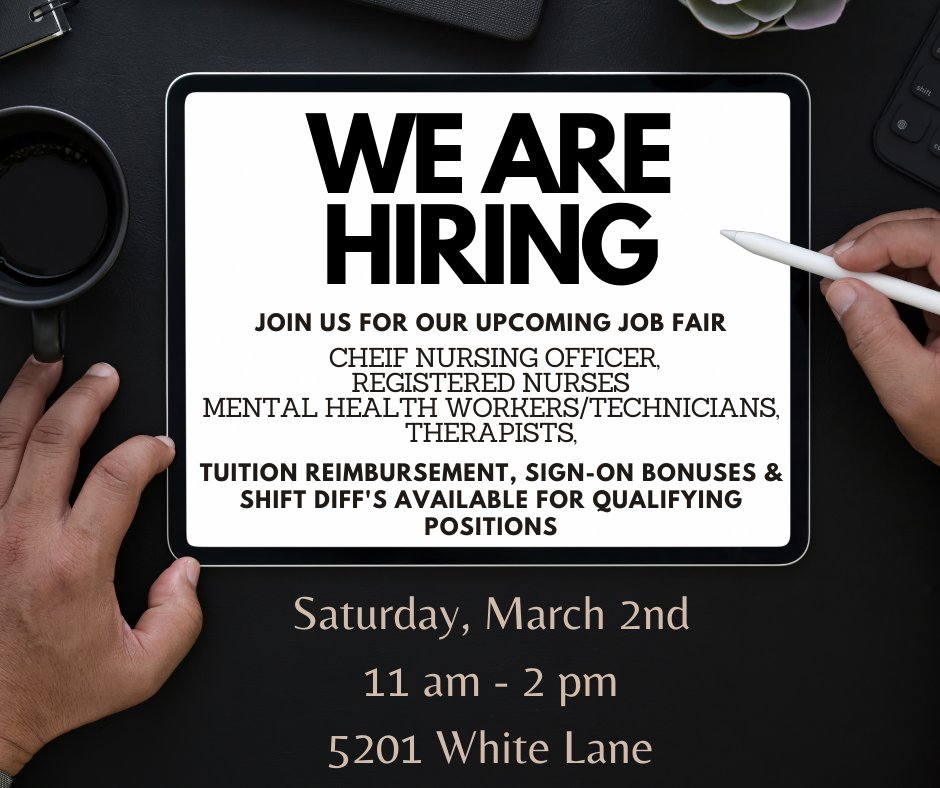 Join us tomorrow! #JobFair #MentalHealthJobs #NowHiring #RNJobs #TherapistJobs #MentalHealthWorkers #JoinOurTeam #CareerOpportunity #MakeADifference #HealthcareCareers #JobSearch #HiringEvent #JobOpening #BBHHCares