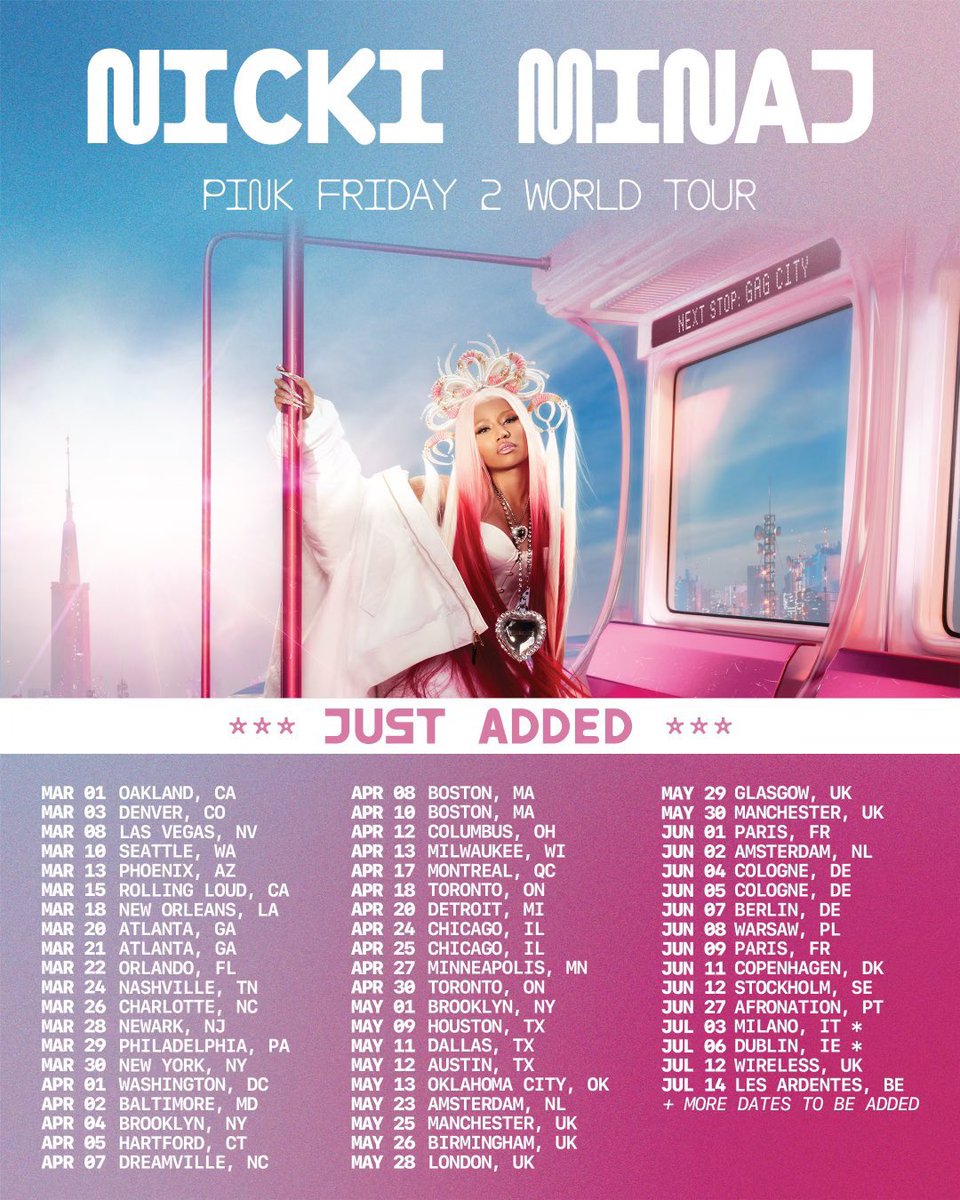 PopBase's tweet photo. Nicki Minaj’s Pink Friday 2 World Tour kicks off today in Oakland, California. https://t.co/WT3TYgonYK