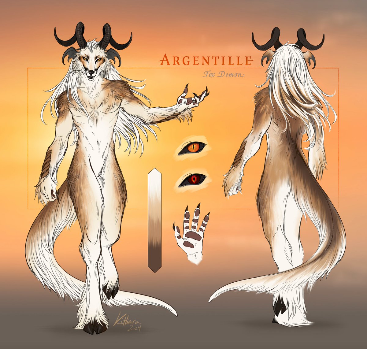 Character sheet of Argentille for @gyrhawk ! Based on the original design of his fursuit from Clockwork Creature. Working through my queue more steadily now 8)