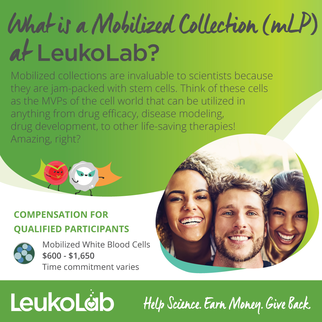 LeukoLab_donate's tweet image. Have you thought about donating blood? Our LeukoLab Mobilized Collections are invaluable to scientists because they are jam-packed with stem cells. Amazing, right? Help Science. Earn Money. Give Back. 
•
#LeukoLab  
#AllCells  
#DiscoveryLifeSciences  
#DonateBlood