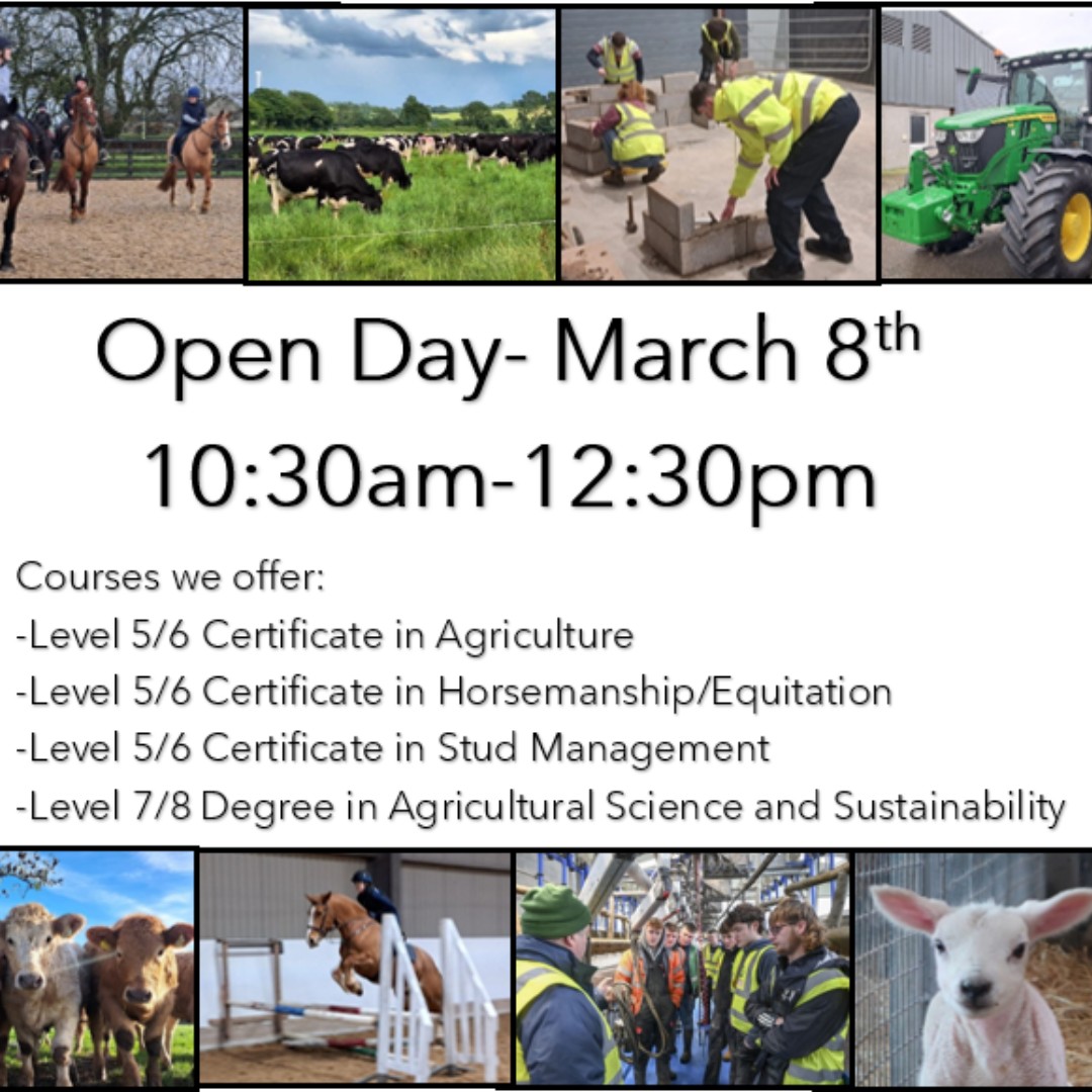 Don't forget! Next Friday is our Open Day, and we can't wait to see you there! Come along and take a tour of our campus, farm & equine facilities plus meet our staff and chat about the courses we offer here at Gurteen!