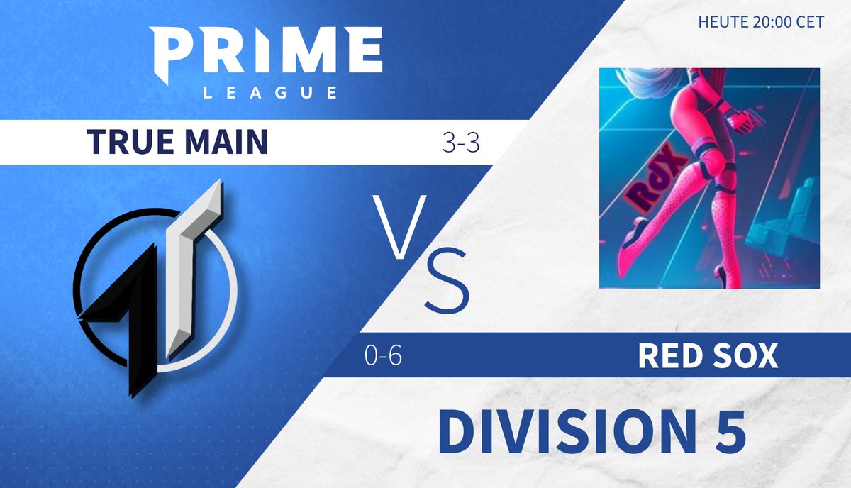 Heute geht es weiter mit dem 4. Spieltag des Main Teams. Wir treten heute Abend gegen Red Sox an.

Seid Live mit dabei!

⏰Heute 20:00 Uhr
📺twitch.tv/truesports
🎙️ Patrick