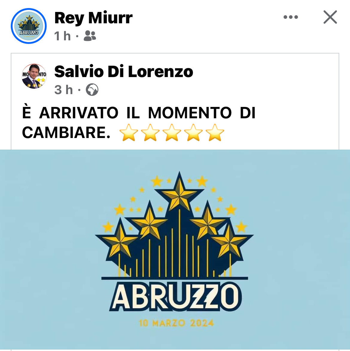 Forza ragazzi, siamo una grande squadra: facciamo una doppietta. Dopo il successo in #Sardegna con #ToddePresidente aiutiamo anche gli amici dell’Abruzzo a sbarazzarsi degli incompetenti