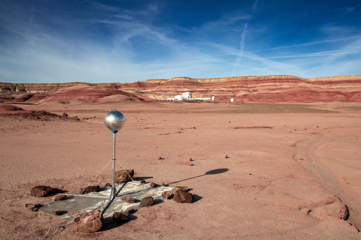 A view of equipment to test the atmosphere deployed by Crew 293 near the #MDRS campus in Utah. @ISAE_officiel @MDRSSupaeroCrew #science #stem