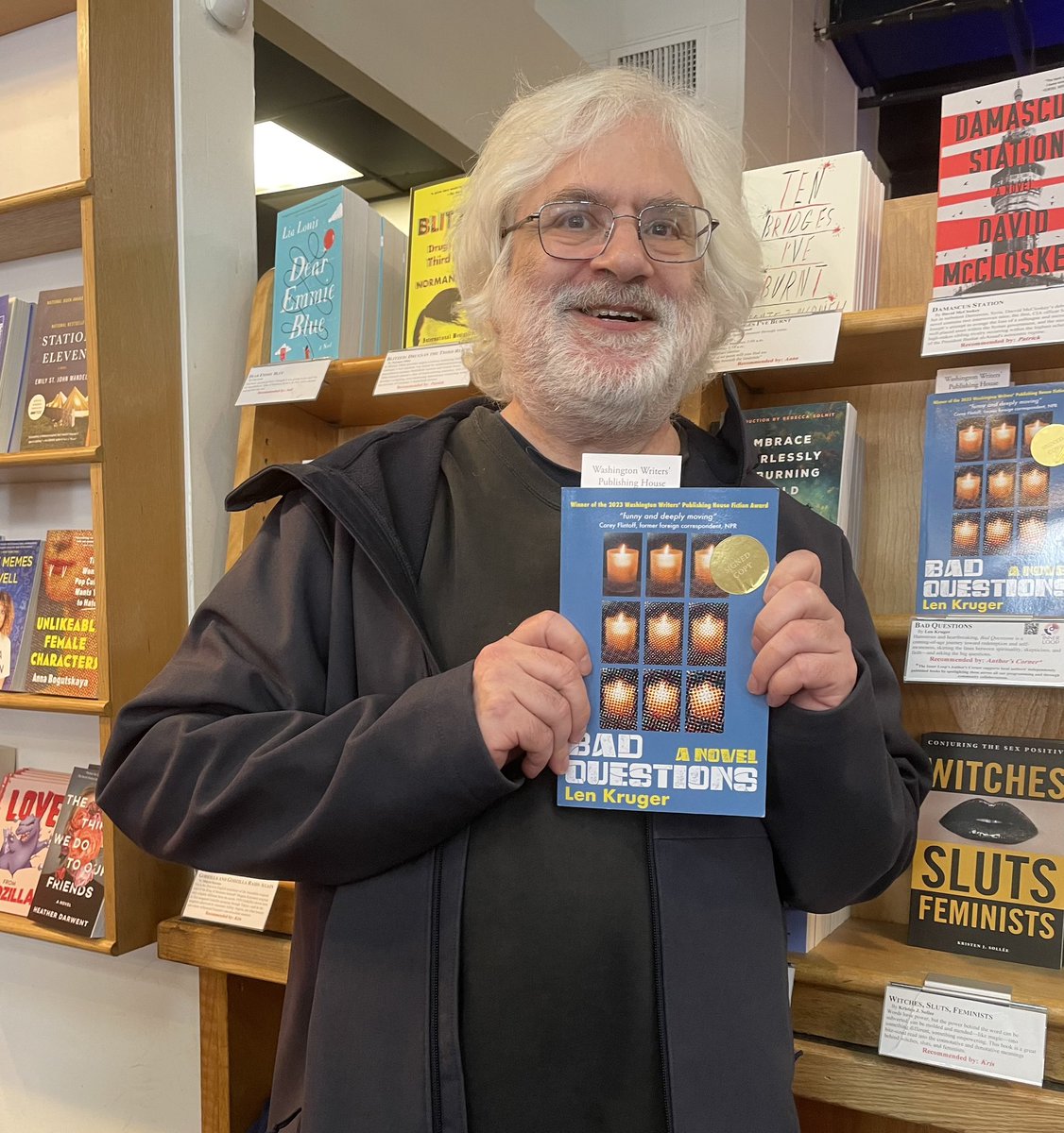 VERY excited to have my novel, Bad Questions, featured at <a href="/kramerbooks/">Kramers</a> as part of @TheInnerLoopLit Author’s Corner Progam! Thank you Inner Loop and Kramerbooks! If you happen to be in the Dupont Circle area of DC, drop by and buy a copy!