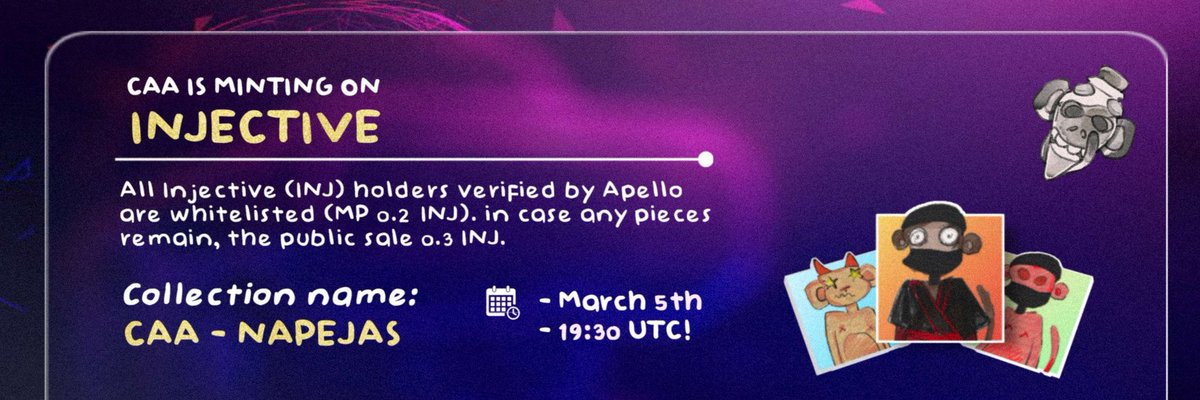 We're proud to announce Our Partnership with 
<a href="/CaaLabs/">CAA Labs 🧬</a>
 🔥🔥

🤯 15x WL paid Mint Limited Spot Hyped giveaway 

Join Giveaway:

👉Follow: <a href="/Dao_Legends_/">Dao_Legends🦄</a>  &amp; 
<a href="/CaaLabs/">CAA Labs 🧬</a>

👉Like + RT + Tag 3 Friend's

Ending 24H 
#inj  #NFTCommunity #Giveaways 
#hyped #CaaLabs #tails