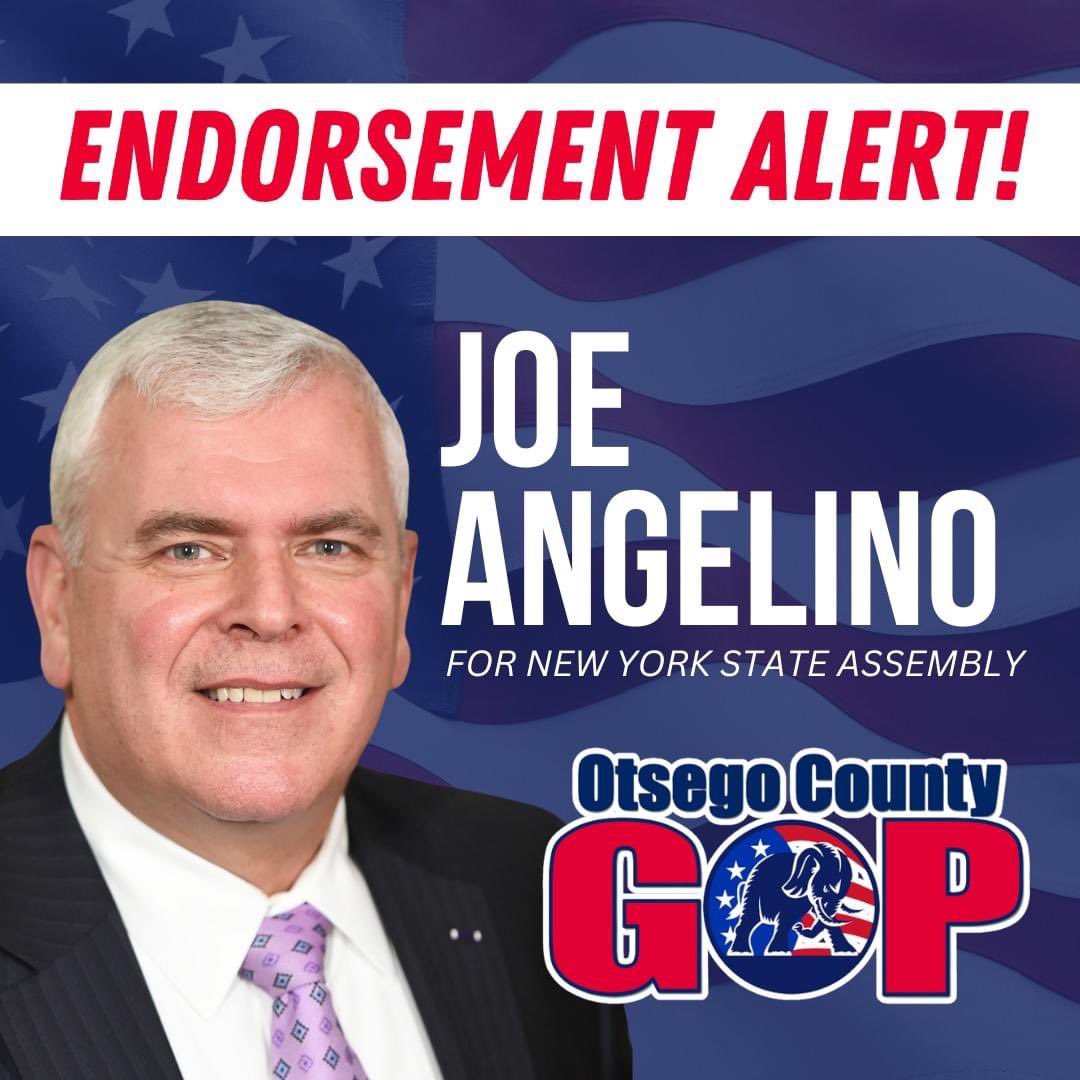 The Otsego GOP is proud to endorse Assemblyman Joe Angelino wholeheartedly for reelection! 
#LeadRight #GOP #Election2024 #SaveOurState
