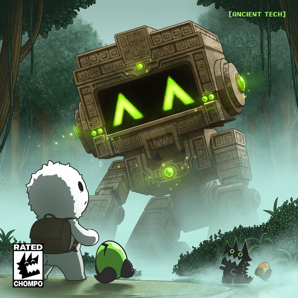 mameyudoufu's tweet photo. 【🐾ANNOUNCEMENT🐾】
So I was walking through the jungle with my pals and found this... stone golem thing, and it started... moving?
Yup. It's fully awake now.
"𝗔𝗻𝗰𝗶𝗲𝗻𝘁 𝗧𝗲𝗰𝗵" Out on March 5th
Pre-Save: https://t.co/nuVlqer9IG
#CHOMPO @chompochompo https://t.co/EpB0liDGR8