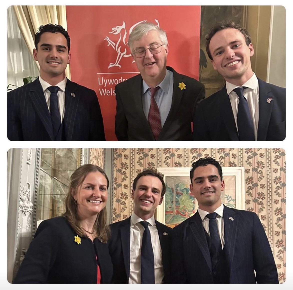 Happy St. David's Day! Dydd Gŵyl Dewi Hapus! 🏴󠁧󠁢󠁷󠁬󠁳󠁿🌼 Our @NBCCnluk colleagues Thomas Wiggers & Giuliano Martin joined at Residence of British Ambassador the St. David’s Day celebrations with First Minister of Wales, Rt Hon @MarkDrakeford. #RandomActsofWelshness #WeAreNBCC