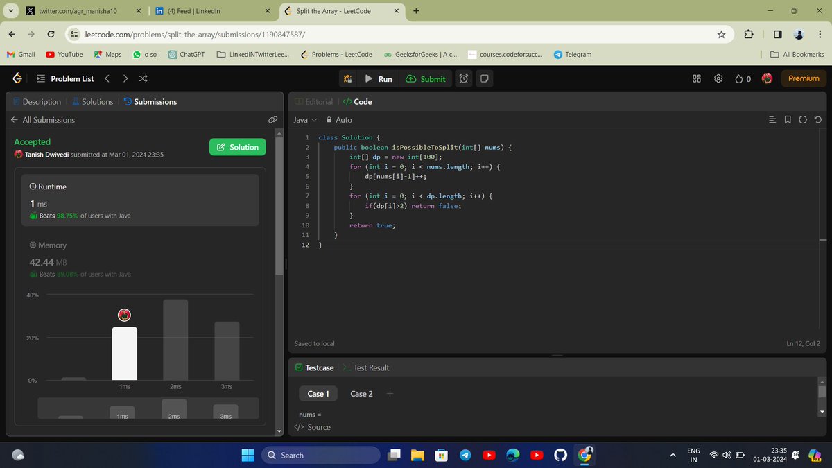 tanish_dwivedii's tweet image. โฑ Day 50/365:
Problem Solved:
3046. Split the Array
Problem Link:lnkd.in/gsZh37N3
#CodingJourney #InorderTraversal #BinaryTrees #Recursion #Algorithm #DataStructures #Tech #LinkedInLearning #DeveloperCommunity #ProblemSolving #365DaysOfCode #Day42 #CodeNewbie