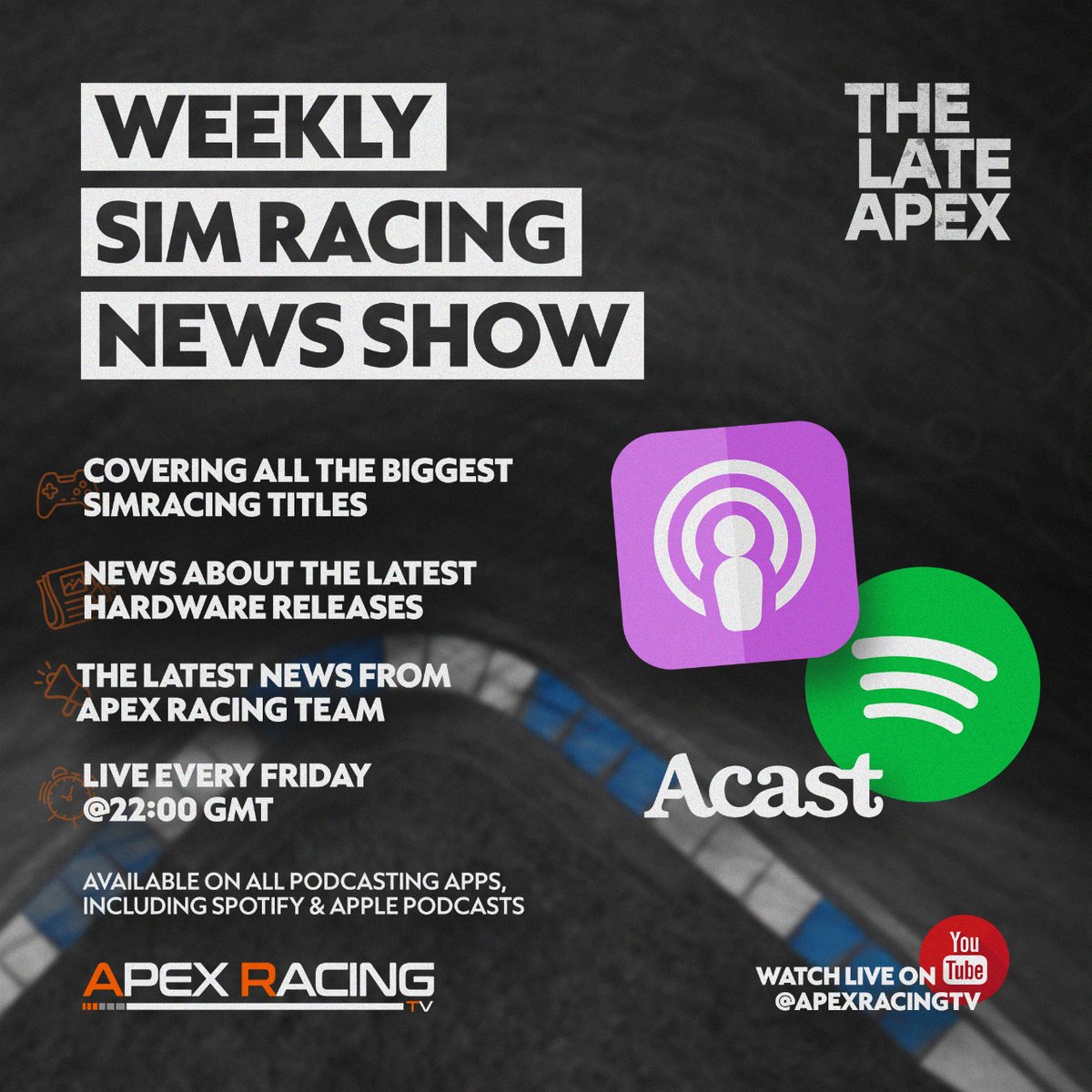 Sam and @Sampsoid are previewing iRacing's 2024 Season 2 build in tonight's The Late Apex! Stream live from 22:00 GMT tonight or listen on whatever platform you get your podcasts from tomorrow! #iracing #simracing #apexracingtv