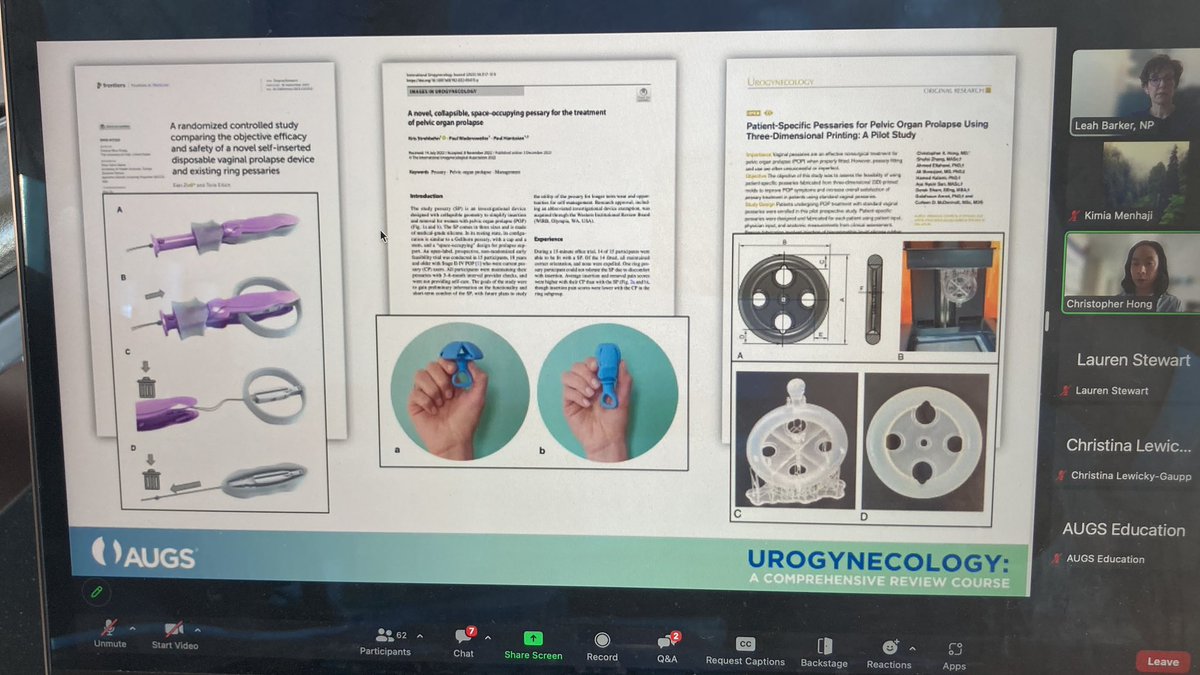 kmenhaji_md's tweet image. New #pessary designs in the work!!

#3Dprinted #pessaries may improve fit for patients!